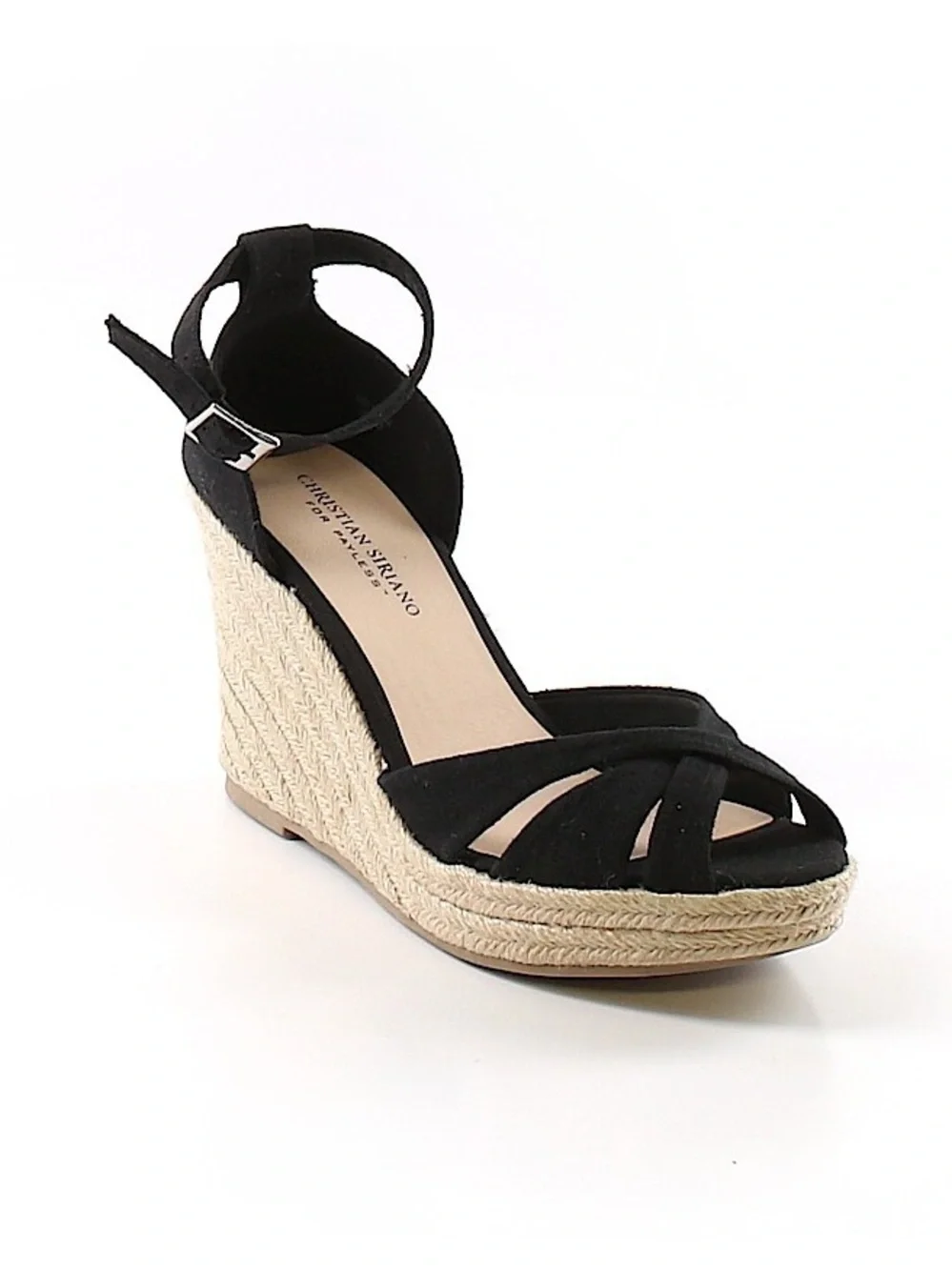 Christian Siriano Black Espadrille Slingback Wedge - Size 8